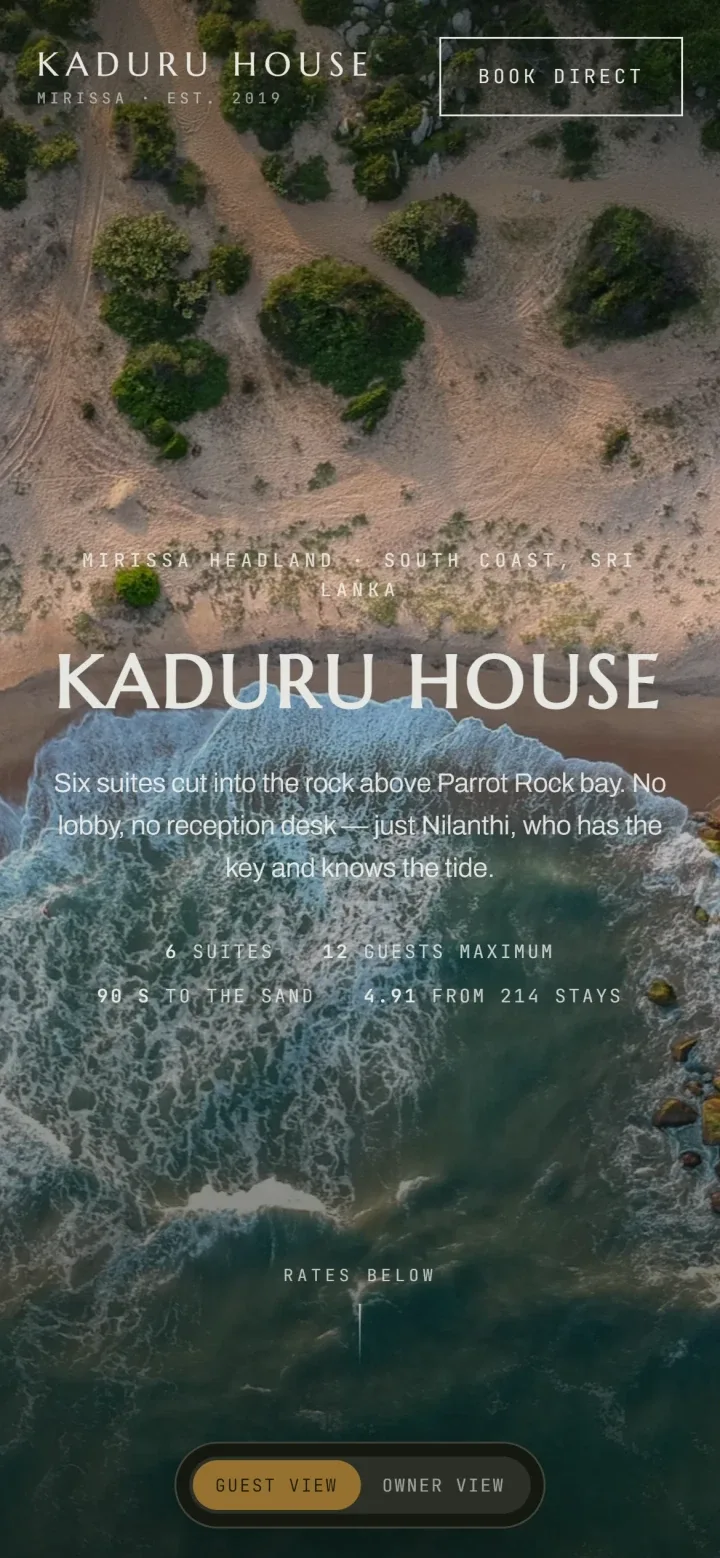 The Kaduru House website on a phone