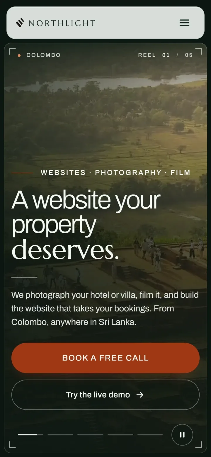 The Northlight website on a phone